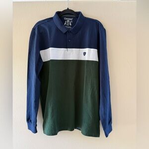 Oasis Men's Navy, White and Green Colorblock Polo NWOT